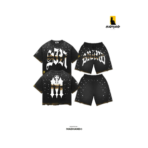 Black Galaxy SFN Graphic Tank <b>Top</b> & Shorts Set | <b>Rhinestone</b> Streetwear Two Piece Set| OEM Private Label Manufacturer - Product Image 1