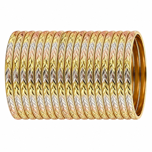 ORO-Z High End Three Tone Plated Stackable Geometric Ethnic <b>Bangles</b> for Women Customized Wedding Fashion Jewelry Accessory - Product Image 1