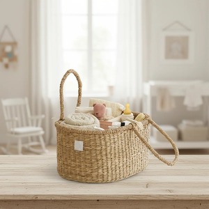 Seagrass <b>basket</b> for baby's belongings Handmade <b>Storage</b> <b>Basket</b> Wholesale eco-friendly Made in Vietnam - Product Image 3