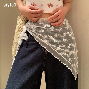 Pañuelo triangular de encaje Y2K, pañuelo para el cuello con bordado floral, pañuelo para el cabello de ganchillo, bandanas para mujeres y niñas, pañuelo de encaje. - Product Image 4