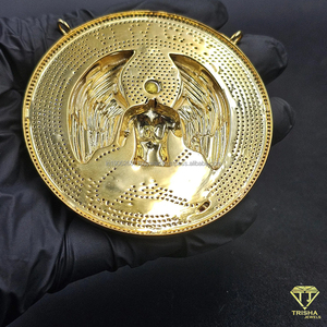 Pendentif médaillon aile d'ange Makaveli de luxe, style hip-hop, bijou tendance inspiré des célébrités, pendentif de fête brillant - Product Image 5