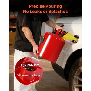 Tanica per Carburante in Acciaio Inox da 5 Galloni Tipo I con Imbuto in Acciaio al Carbonio, Manico Ergonomico, Arresto Fiamma Rosso e Coperchio Autochiudente - Product Image 5