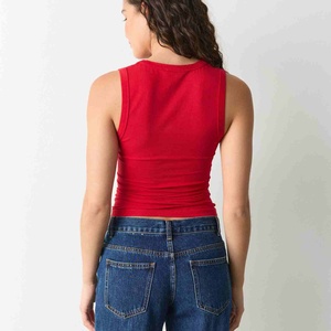 Top Deportivo Corto para Mujer, Cuello Redondo, 100% Algodón, Jersey de Gimnasio, Absorbe la Humedad, Ligero, Camiseta sin Mangas con Cuello Redondo - Product Image 2