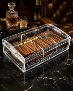Elegant Custom Modern Eco-friendly for Clear <b>Large</b> Acrylic Cigar Humidor <b>Box</b> High Airtight Pre-Assembled Display Case - Product Image 2