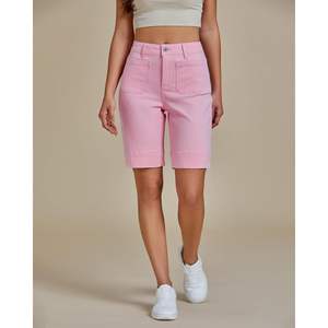 2025 femmes taille haute Vintage été Denim Shorts à la mode poche plaquée longue extensible décontracté 'Jorts' - Product Image 3