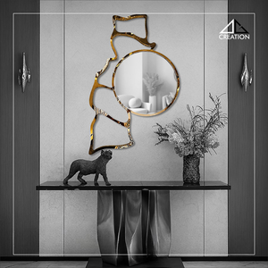 Meuble-lavabo mural de luxe en acier inoxydable avec revêtement PVD, design irrégulier élégant pour salle de bain, idéal pour les mariages - Product Image 6
