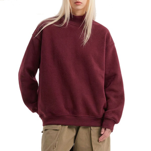 Sweat-shirt personnalisé pour femme à col montant en molleton brossé épais avec impression graphique en relief, coupe ample et finition délavée - Product Image 4