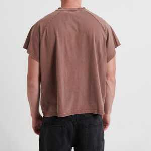 เสื้อยืดครอปผู้ชายคุณภาพสูง ผ้าฝ้าย 100% พิมพ์ลายดิจิตอลด้านหน้าแบบเรียบ ทรงไหล่ตก แห้งเร็ว ระบายอากาศได้ดี - Product Image 5