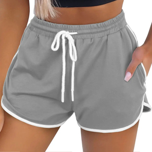 High Waist Gray <b>Men's</b> <b>Shorts</b> With <b>White</b> Side Stripe Drawstring Casual Breathable Knitted Sport <b>Short</b> - Product Image 4
