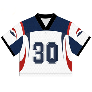 Nouveaux maillots de football américain tendance 100% polyester, imprimés par transfert thermique, logo personnalisé, séchage rapide, évacuation de l'humidité, grandes tailles - Product Image 4