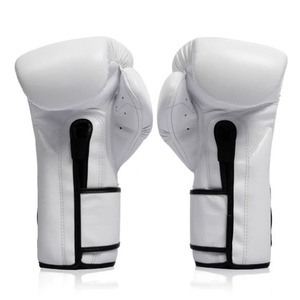 Custom Made Fairtex White Leather Boxing Gloves Velcro Closure Adjustable Wrist <b>Strap</b> Made In Thailand For Adults Training - Product Image 5