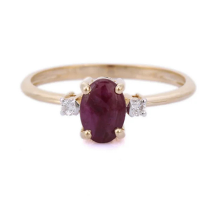 14K Yellow Gold Ruby Statement <b>Ring</b>-Natural Stone <b>Resizable</b> Wedding Band - Product Image 1