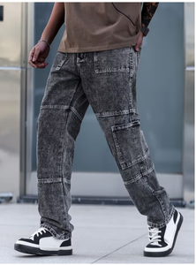 Pantalones Vaqueros Casuales de Corte Moderno para Hombre, Cómodos para el Día a Día, Pantalones Cargo de Mezclilla Lavada con Múltiples Bolsillos y Cintura Media - Product Image 5