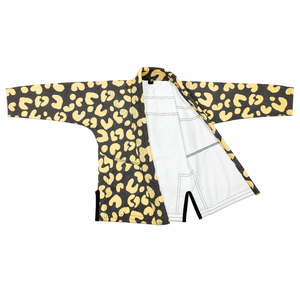 Ensemble Kimono BJJ Unisexe Adulte en Polyester/Coton Noir Imprimé Léopard Haute Qualité Coupe Personnalisée Vêtements d'Arts Martiaux BJJ Front - Product Image 3
