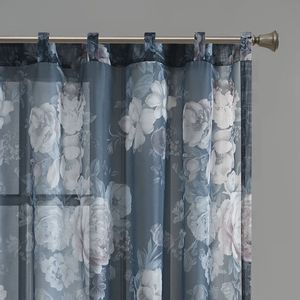 Tenda trasparente in Voile con stampa floreale con tasca a asta e tende e mantovane con linguetta posteriore - Product Image 5