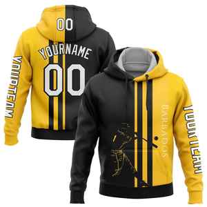 Sweat-shirt de sport personnalisé jaune et noir pour homme, avec nom et numéro imprimés par sublimation, décontracté, pour l'automne - Product Image 5
