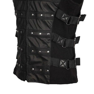 Chaleco Estilo Guerrero Gótico con Botones, Remaches Decorativos, Hebillas y Cremallera Frontal OEM DOM - Product Image 6