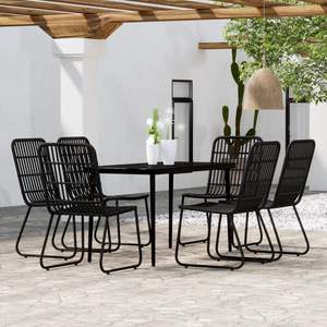 Set da pranzo Patio nero da 7 pezzi - Product Image 1