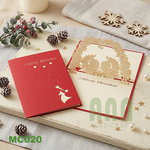 Navidad ángeles 3D Pop-up Offset impreso tarjetas de invitación Año Nuevo vacaciones tarjetas de felicitación Vietnam mate barniz papel recuerdos - Product Image 5