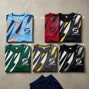 Goal Sports Camiseta de manga corta con estampado geométrico azul para hombre, de secado rápido, corte ajustado, cuello redondo, estilo deportivo - Product Image 4