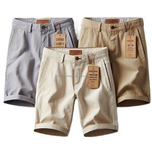 <b>Men's</b> 100% Cotton Chino Summer <b>Shorts</b>, Comfortable, Stylish Design for Casual Streetwear. Straight Fit, <b>with</b> Mid Waist <b>Pockets</b> - Product Image 1