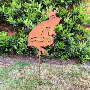 Silhouette de fille en métal rouillé, décoration de jardin, art extérieur sur pied, style simple - Product Image 6