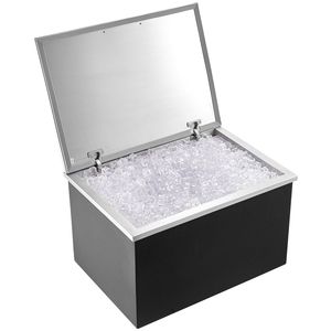 Contenitore per Ghiaccio Commerciale in Acciaio Inox 28"L X 20"W X 17"H, Vasca per Bevande da Esterno 40 qt con Coperchio a Cerniera - Product Image 1