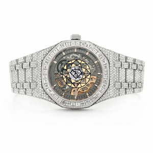 Montre mécanique octogonale de luxe pour homme, bracelet en acier inoxydable avec diamants, cadran analogique, verre saphir, fermoir déployant, 40 mm - Product Image 1