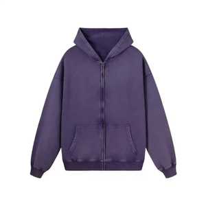 Custom High Quality Heavyweight Winter Streetwear <b>Fleece</b> Digital Printing Oversized Vintage Acid Wash Hoodie Blank <b>Zipper</b> - Product Image 3