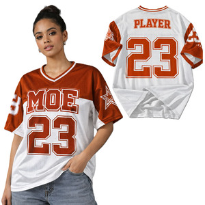 Maillot de football américain personnalisé en mesh, col en V oversize, impression de numéro, respirant, unisexe, tee-shirt de sport, vêtements en gros OEM/ODM - Product Image 1