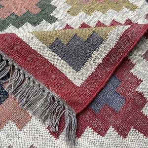 Alfombra Kilim de lana y yute 4x6 de calidad superior, patrones atemporales y textura natural rica para alfombras y juegos de Área del hogar - Product Image 5