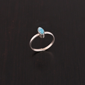 Natural Larimar Gemstone <b>Ring</b> | 925 Sterling <b>Silver</b> - Product Image 4