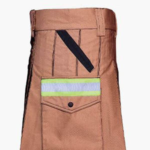 Brown and <b>Black</b> Color Firefighter Kilt 100% Cotton Tactical Work Kilt for <b>Men</b> with Reflective Safety Tape - Product Image 3