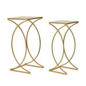 Premium Luxury <b>Glass</b> Top Accent <b>Table</b> with Modern Geometric Metal Framework - Product Image 5