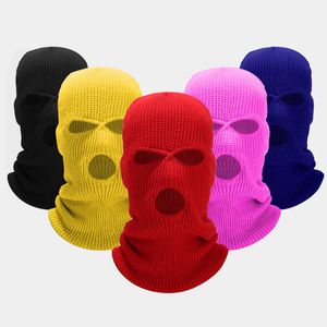 Masque de ski en polyester 100% tricoté à double couche avec logo personnalisé, 3 trous, balaclava, couvre-visage complet, chaud pour l'hiver et les températures froides - Product Image 1