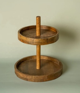 Soporte de Madera Rústico de Dos Niveles para Servir, Perfecto para Cupcakes, Aperitivos, Frutas, Diseño Artesanal Duradero para una Cocina y Fiestas Elegantes - Product Image 1