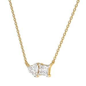 Pendentif en diamant de laboratoire Toi et Moi de 2 carats, taille cœur et taille princesse, certifié IGI D VVS2, or 10 carats, design romantique et luxueux, cadeau idéal - Product Image 4