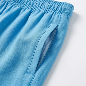 Shorts décontractés pour hommes, couleur unie, taille élastique, avec poches, tissu tissé, shorts d'entraînement pour hommes - Product Image 3
