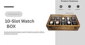 AHTE MANUEXPO UR-065 Handcrafted Wooden Watch <b>Box</b> 10 Slot Glass Lid Brass Hinges Premium Handmade Watch Jewelry <b>Storage</b> <b>Box</b> for - Product Image 3