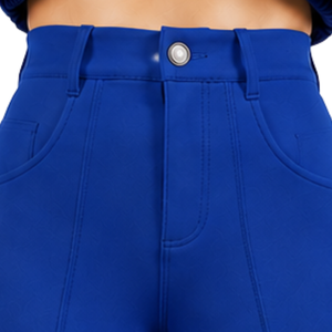 Pantalon d'équitation pour femme bleu roi, taille haute, extensible, avec grip intégral, pour entraînement et compétition - Product Image 5