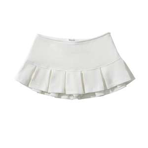 Mini-jupe-short plissée en coton pour femme, taille naturelle, couleur unie, style décontracté, respirante, avec fermeture éclair, collection été 2026 - Product Image 3