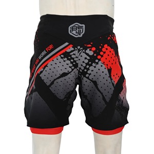 Shorts de combat BJJ MMA 2-en-1 avec impression personnalisée par sublimation, doublure de compression intégrée, grappling, Jiu-Jitsu brésilien, shorts No-Gi - Product Image 2
