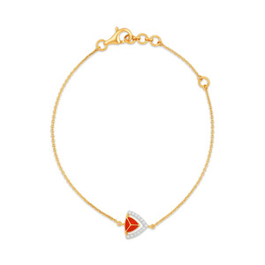 <b>Red</b> Triangle Diamond <b>Bracelet</b> with Yellow Gold Chain and Modern Geometric Center Design - Product Image 3