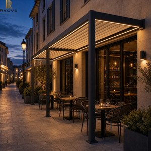 Pérgola Bioclimática Motorizada de Aluminio RKOVE RK-C1 Premium de 3x6m, Montada en Pared, con LED Cálido para Cafetería, Pasillo o Terraza - Product Image 5