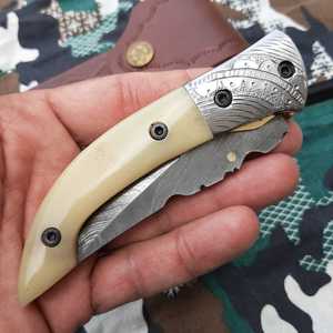 Couteau de chasse en acier Damas 2026, fait main, avec étui en cuir fin, style Viking, pour cuisine et extérieur - Vente en gros - Product Image 4