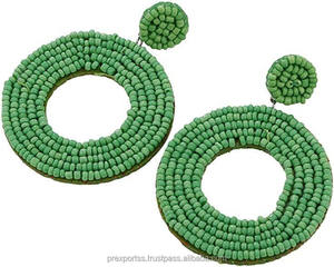 Boucles d'oreilles pendantes faites à la main, motif floral bohème, perles de rocaille turquoise, bijoux fantaisie, cadeau unisexe, taille personnalisée, vente en gros - Product Image 5