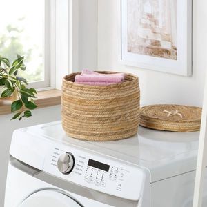 Cesto Intrecciato Rotondo con Coperchio Stile Banana Twist - Product Image 3