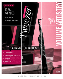 Pince à cils CharmLash Fiber Grip pour une préhension précise, idéale pour les extensions de cils en volume, les éventails faciles et les éventails préfabriqués, usage professionnel en salon. - Product Image 2