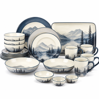Collection d'assiettes, bols et tasses pour pique-nique en plein air, vaisselle légère et réutilisable pour patio, camping, caravane, restauration, ensemble de vaisselle en mélamine