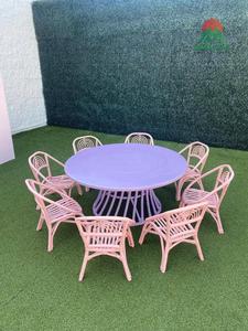 Pink Rattan Children's Chairs Rectangular Cross Back Manual Rock Outdoor Scandinavian Style Durable Kids Chair <b>Set</b> - Product Image 4